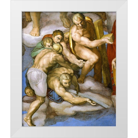 Detail From The Last Judgement 16 White Modern Wood Framed Art Print by Michelangelo