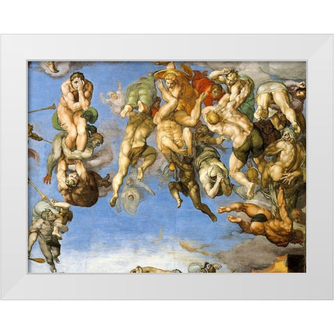Detail From The Last Judgement 18 White Modern Wood Framed Art Print by Michelangelo