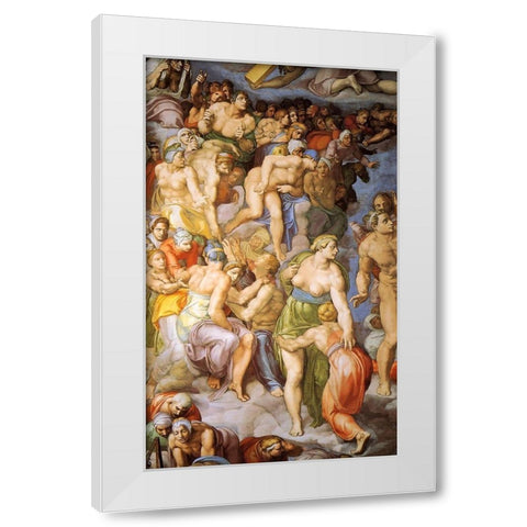 Detail From The Last Judgement 20 White Modern Wood Framed Art Print by Michelangelo