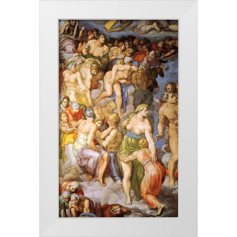 Detail From The Last Judgement 20 White Modern Wood Framed Art Print by Michelangelo