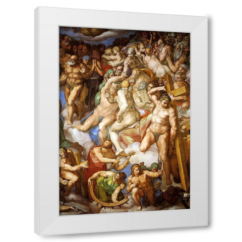 Detail From The Last Judgement 22 White Modern Wood Framed Art Print by Michelangelo