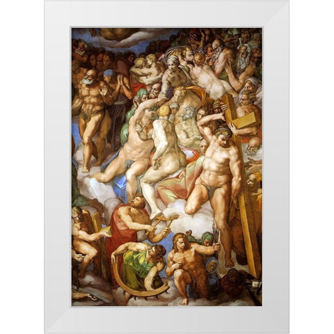 Detail From The Last Judgement 22 White Modern Wood Framed Art Print by Michelangelo