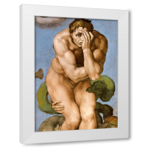 Detail From The Last Judgement 26 White Modern Wood Framed Art Print by Michelangelo