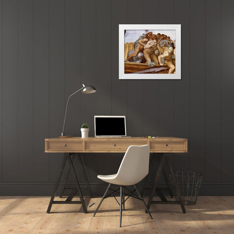 Detail From The Last Judgement 28 White Modern Wood Framed Art Print by Michelangelo