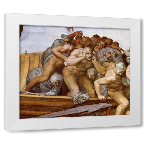 Detail From The Last Judgement 28 White Modern Wood Framed Art Print by Michelangelo