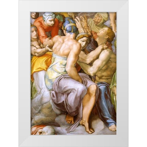 Detail From The Last Judgement 30 White Modern Wood Framed Art Print by Michelangelo