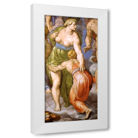 Detail From The Last Judgement 31 White Modern Wood Framed Art Print by Michelangelo