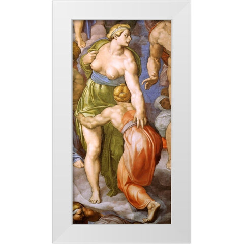 Detail From The Last Judgement 31 White Modern Wood Framed Art Print by Michelangelo
