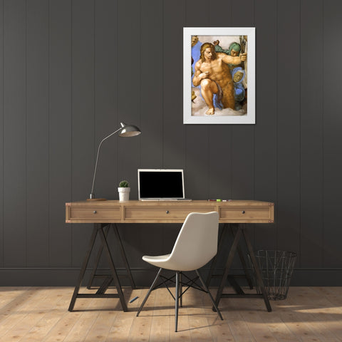 Detail From The Last Judgement 33 White Modern Wood Framed Art Print by Michelangelo