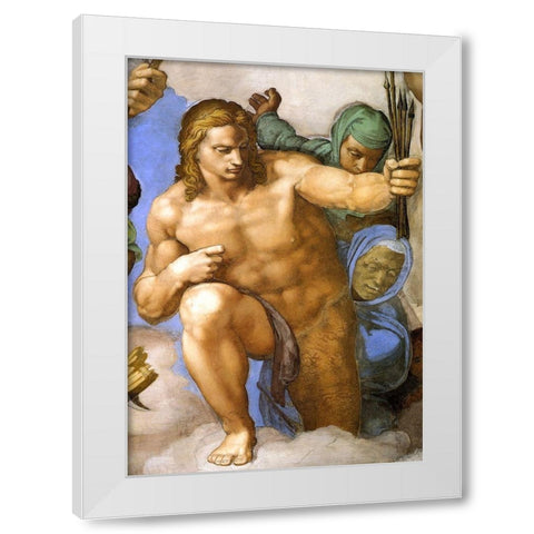 Detail From The Last Judgement 33 White Modern Wood Framed Art Print by Michelangelo