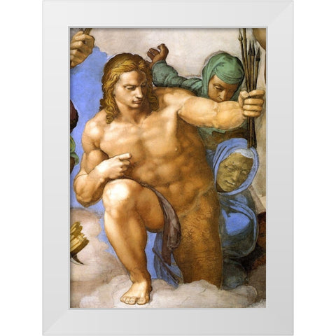 Detail From The Last Judgement 33 White Modern Wood Framed Art Print by Michelangelo