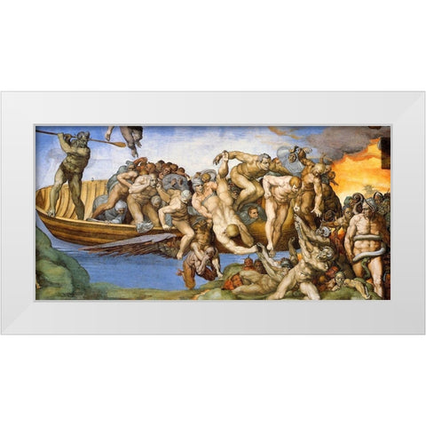 Detail From The Last Judgement 34 White Modern Wood Framed Art Print by Michelangelo