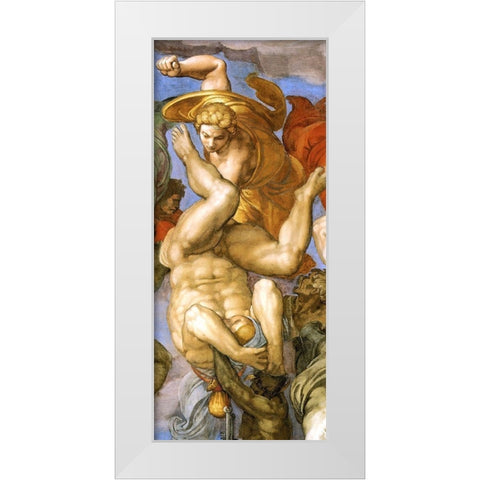Detail From The Last Judgement 35 White Modern Wood Framed Art Print by Michelangelo