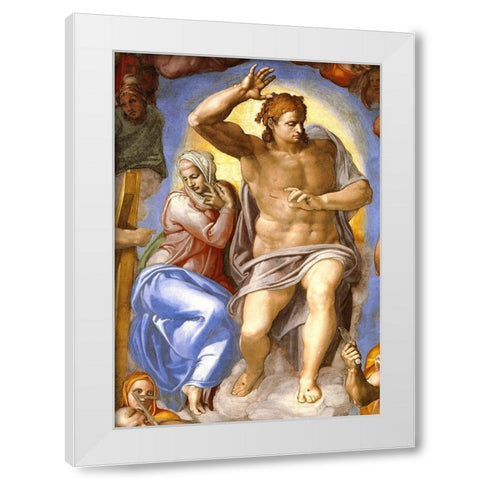 Detail From The Last Judgement 4 White Modern Wood Framed Art Print by Michelangelo