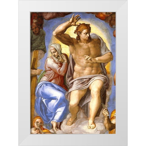 Detail From The Last Judgement 4 White Modern Wood Framed Art Print by Michelangelo