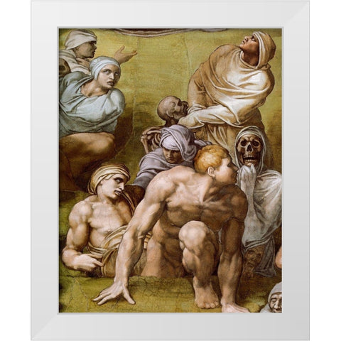 Detail From The Last Judgement 8 White Modern Wood Framed Art Print by Michelangelo