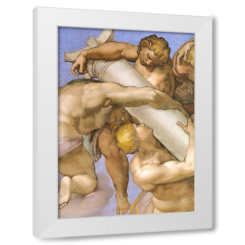 Detail From The Last Judgement (1) White Modern Wood Framed Art Print by Michelangelo