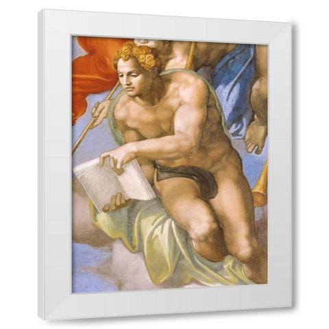 Detail From The Last Judgement (Angel) White Modern Wood Framed Art Print by Michelangelo