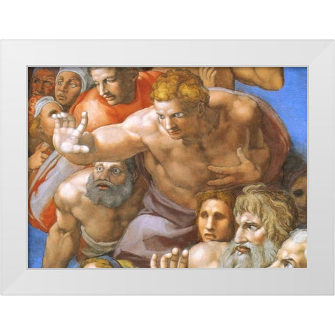 Detail From The Last Judgement - Christ White Modern Wood Framed Art Print by Michelangelo