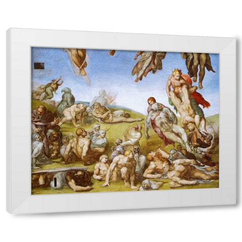 Detail From The Last Judgement - Resurrection Of The Dead White Modern Wood Framed Art Print by Michelangelo