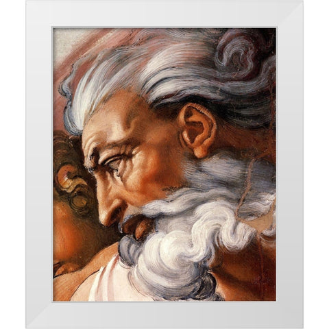 Head Of God-3 White Modern Wood Framed Art Print by Michelangelo