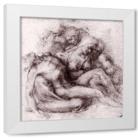 Lamentation Over The Dead Christ White Modern Wood Framed Art Print by Michelangelo