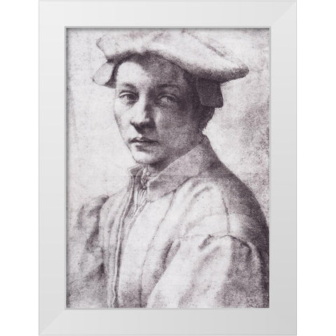 Portrait Of Andrea Quaratesi White Modern Wood Framed Art Print by Michelangelo