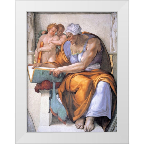 The Cumean Sibyl White Modern Wood Framed Art Print by Michelangelo