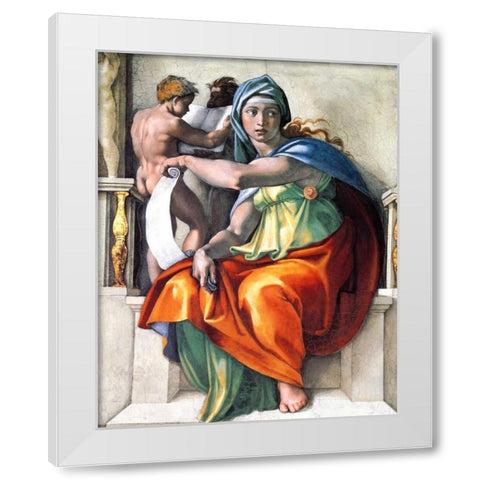 The Delphic Sibyl White Modern Wood Framed Art Print by Michelangelo