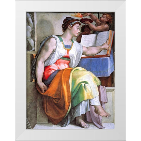 The Erythraean Sibyl White Modern Wood Framed Art Print by Michelangelo