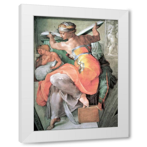 The Libyan Sibyl White Modern Wood Framed Art Print by Michelangelo