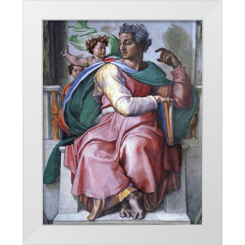 The Prophet Isaiah White Modern Wood Framed Art Print by Michelangelo