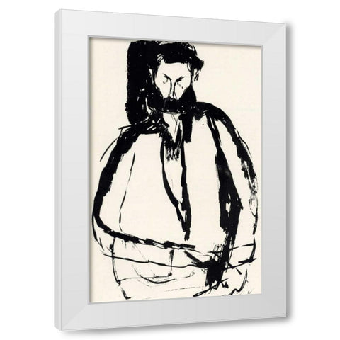 Bearded Man White Modern Wood Framed Art Print by Modigliani, Amedeo