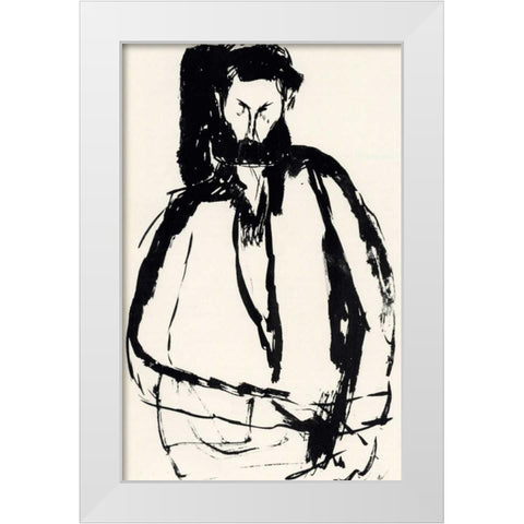 Bearded Man White Modern Wood Framed Art Print by Modigliani, Amedeo