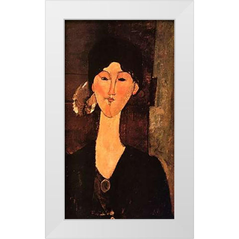 Beatrice Hastings 0 White Modern Wood Framed Art Print by Modigliani, Amedeo