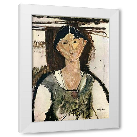 Beatrice Hastings 1915 White Modern Wood Framed Art Print by Modigliani, Amedeo