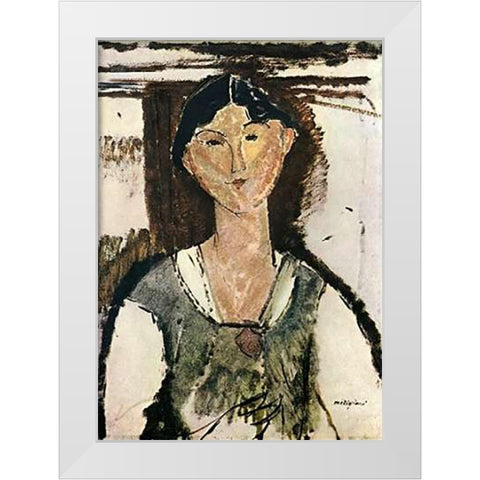 Beatrice Hastings 1915 White Modern Wood Framed Art Print by Modigliani, Amedeo
