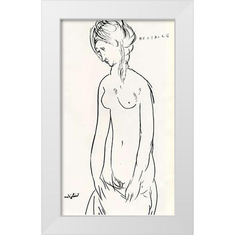 Beatrice Hastings Nude White Modern Wood Framed Art Print by Modigliani, Amedeo