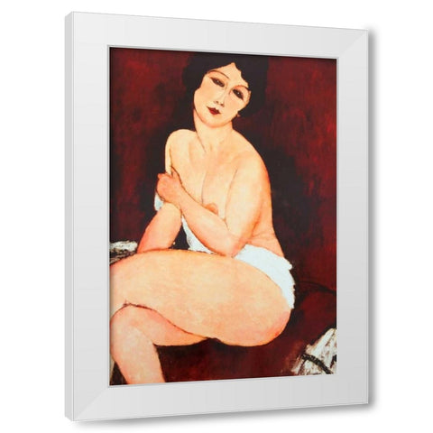 Beautiful Woman White Modern Wood Framed Art Print by Modigliani, Amedeo