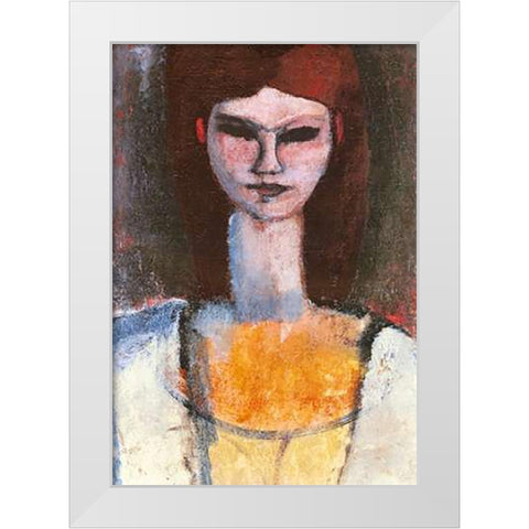 Bust Of A Young Woman White Modern Wood Framed Art Print by Modigliani, Amedeo