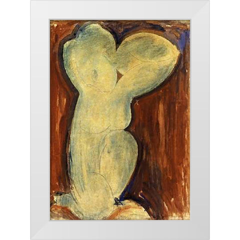 Caryatid 2 1 White Modern Wood Framed Art Print by Modigliani, Amedeo