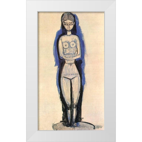 Caryatid 3 White Modern Wood Framed Art Print by Modigliani, Amedeo