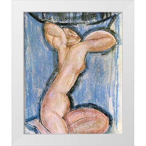 Caryatid 4 White Modern Wood Framed Art Print by Modigliani, Amedeo
