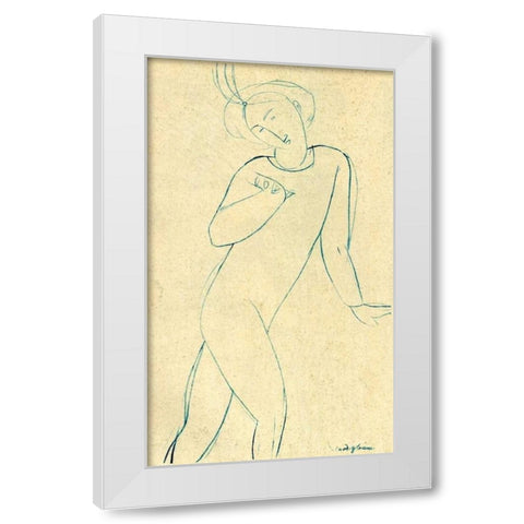 Dancer Nijinsky White Modern Wood Framed Art Print by Modigliani, Amedeo