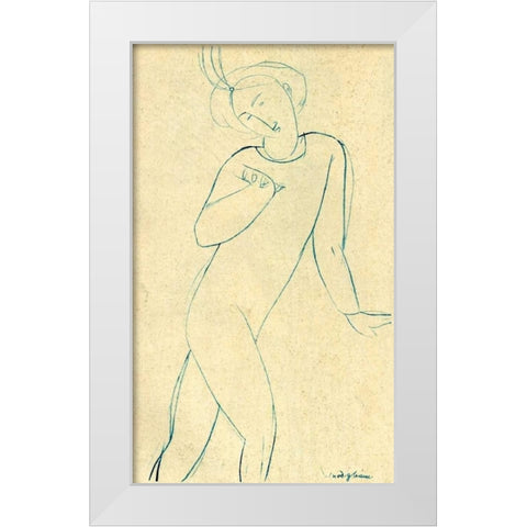 Dancer Nijinsky White Modern Wood Framed Art Print by Modigliani, Amedeo