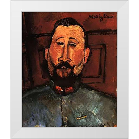 Doctor Devaraigne White Modern Wood Framed Art Print by Modigliani, Amedeo