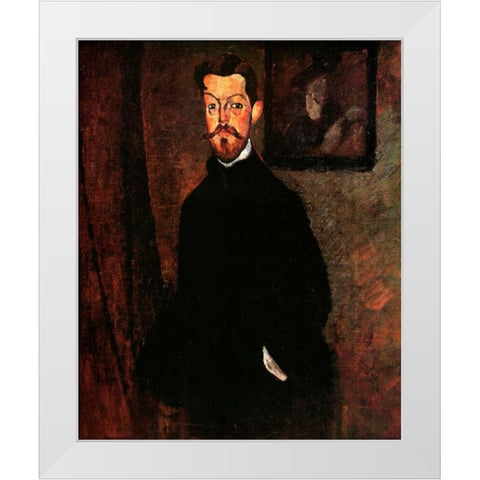 Dr Paul Alexandre White Modern Wood Framed Art Print by Modigliani, Amedeo