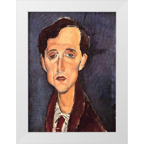 Franz Hellens White Modern Wood Framed Art Print by Modigliani, Amedeo