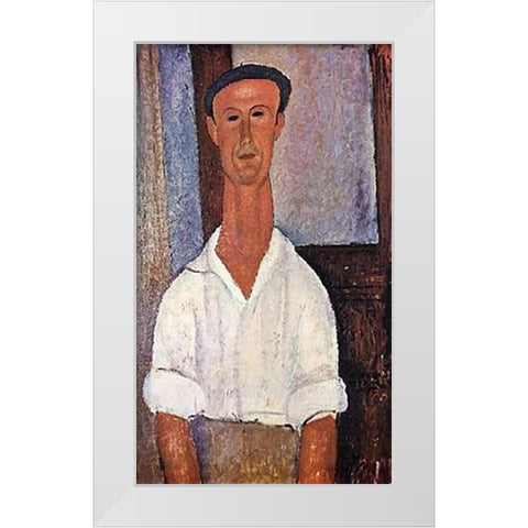 Gaston Modot White Modern Wood Framed Art Print by Modigliani, Amedeo