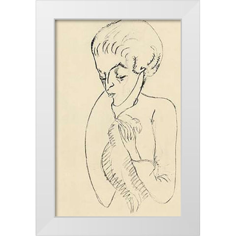 Half Length White Modern Wood Framed Art Print by Modigliani, Amedeo